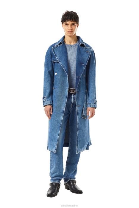 Diesel Men d-delirious double breasted trench coat FLL031 Apparel Medium blue