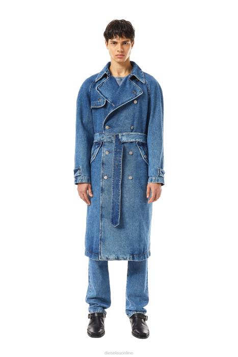 Diesel Men d-delirious double breasted trench coat FLL031 Apparel Medium blue
