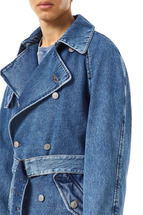 Diesel Men d-delirious double breasted trench coat FLL031 Apparel Medium blue