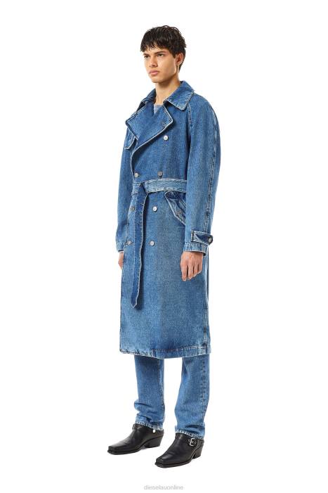 Diesel Men d-delirious double breasted trench coat FLL031 Apparel Medium blue