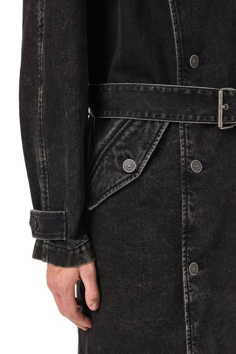 Diesel Men d-delirious double breasted trench coat FLL055 Apparel Black/Dark grey
