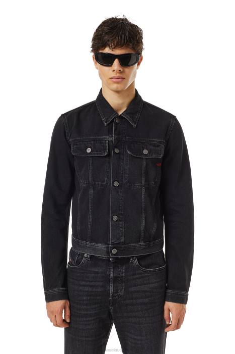 Diesel Men d-milo trucker jacket FLL045 Apparel Black/Dark grey