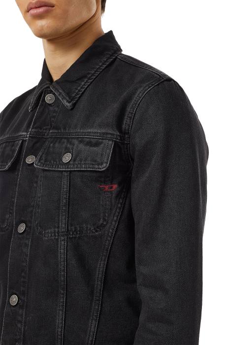 Diesel Men d-milo trucker jacket FLL045 Apparel Black/Dark grey