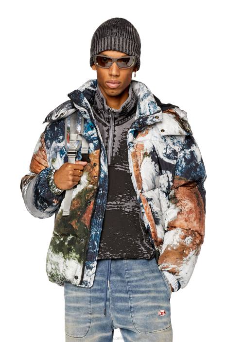 Diesel Men w-rolfys-fd-print FLL029 Apparel Black/White