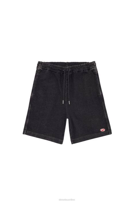 Diesel Men d-boxy track denim shorts FLL0386 Apparel Black/Dark grey