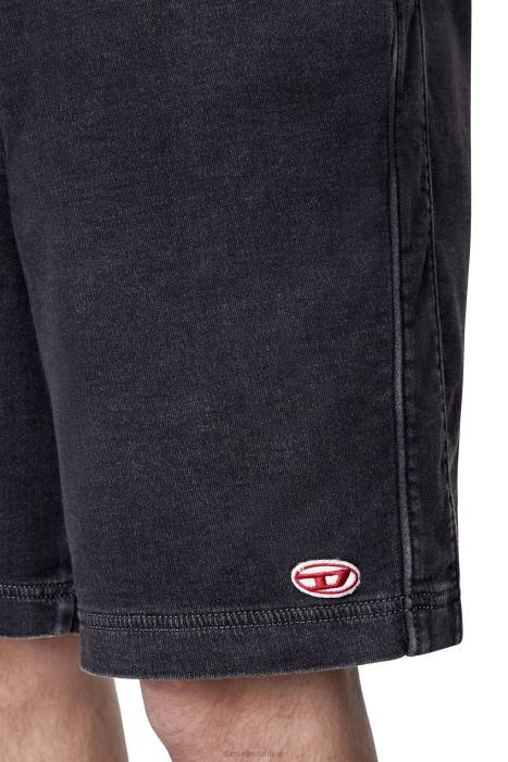 Diesel Men d-boxy track denim shorts FLL0386 Apparel Black/Dark grey