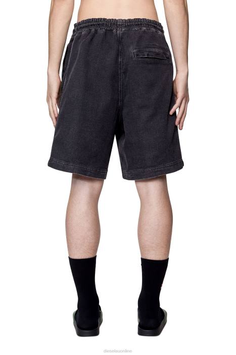 Diesel Men d-boxy track denim shorts FLL0386 Apparel Black/Dark grey