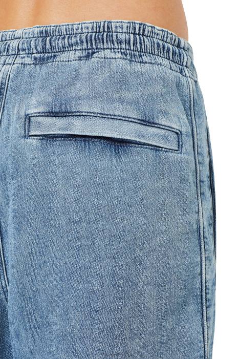 Diesel Men d-boxy track denim shorts FLL0391 Apparel Light Blue