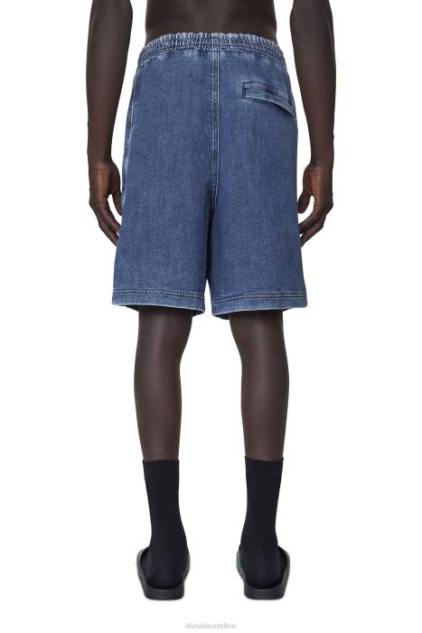Diesel Men d-boxy track denim shorts FLL0402 Apparel Medium blue