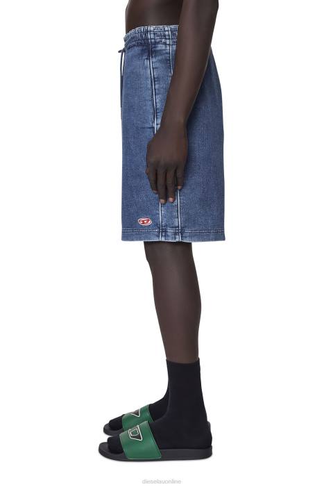 Diesel Men d-boxy track denim shorts FLL0402 Apparel Medium blue