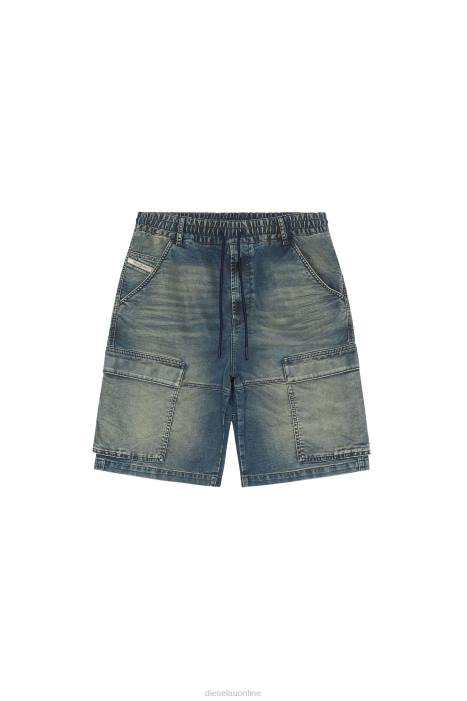 Diesel Men d-krooley-cargo-short jogg FLL0380 Apparel Medium blue