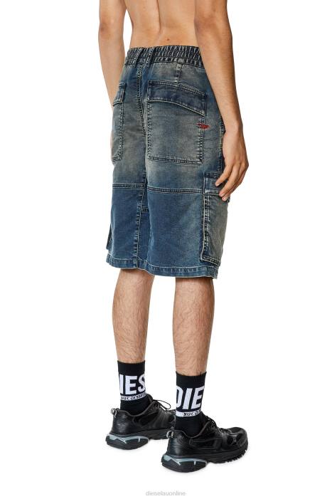 Diesel Men d-krooley-cargo-short jogg FLL0380 Apparel Medium blue