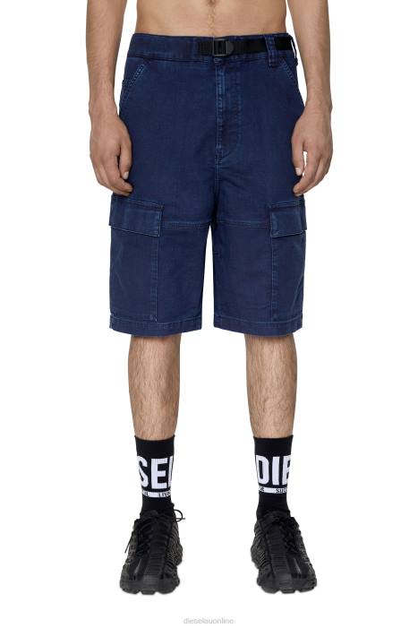 Diesel Men d-krooley joggjeans cargo shorts FLL0385 Apparel Dark Blue