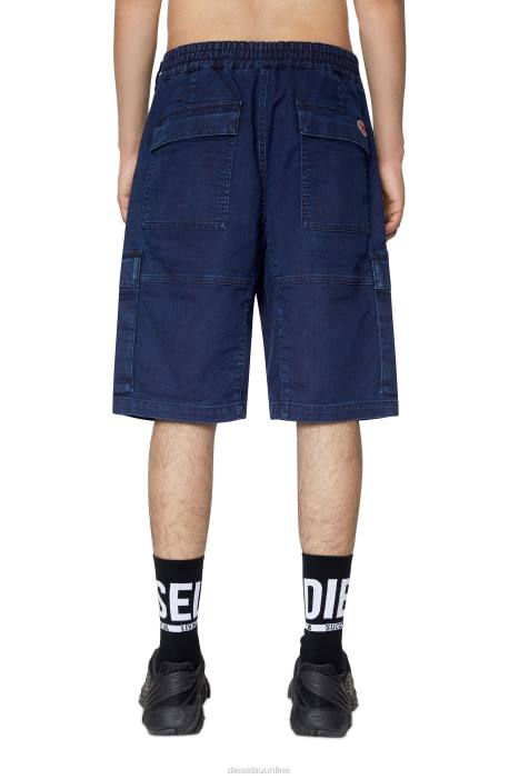 Diesel Men d-krooley joggjeans cargo shorts FLL0385 Apparel Dark Blue