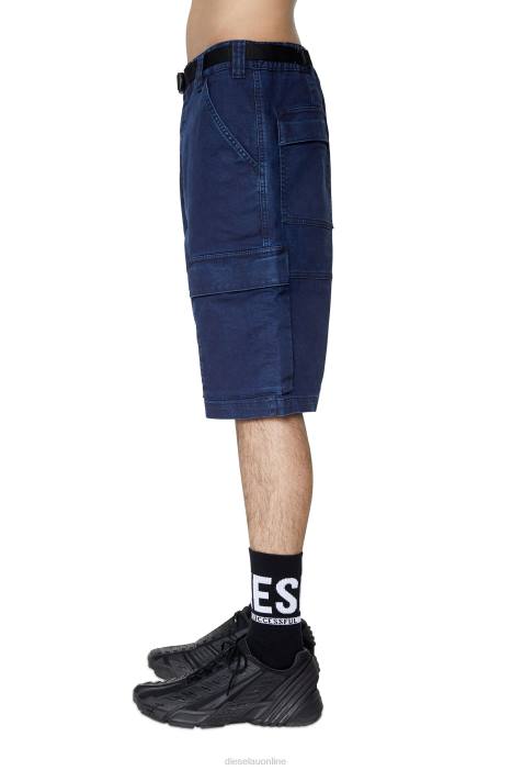 Diesel Men d-krooley joggjeans cargo shorts FLL0385 Apparel Dark Blue