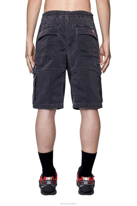 Diesel Men d-krooley joggjeans cargo shorts FLL0403 Apparel Black/Dark grey