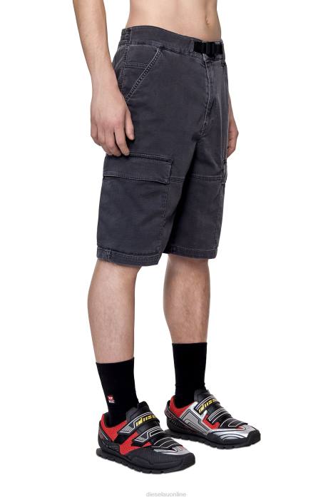 Diesel Men d-krooley joggjeans cargo shorts FLL0403 Apparel Black/Dark grey