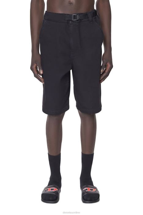 Diesel Men d-krooley joggjeans chino shorts FLL0383 Apparel Black/Dark grey