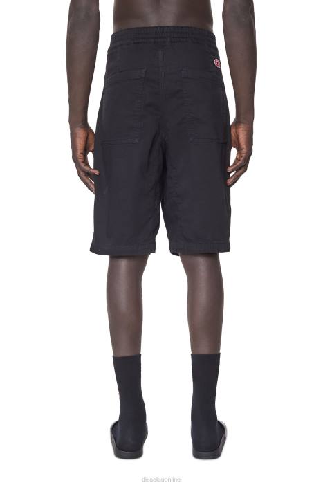 Diesel Men d-krooley joggjeans chino shorts FLL0383 Apparel Black/Dark grey