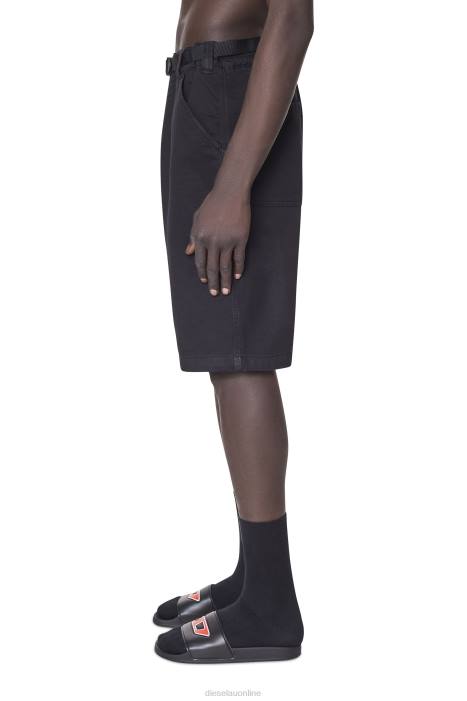 Diesel Men d-krooley joggjeans chino shorts FLL0383 Apparel Black/Dark grey
