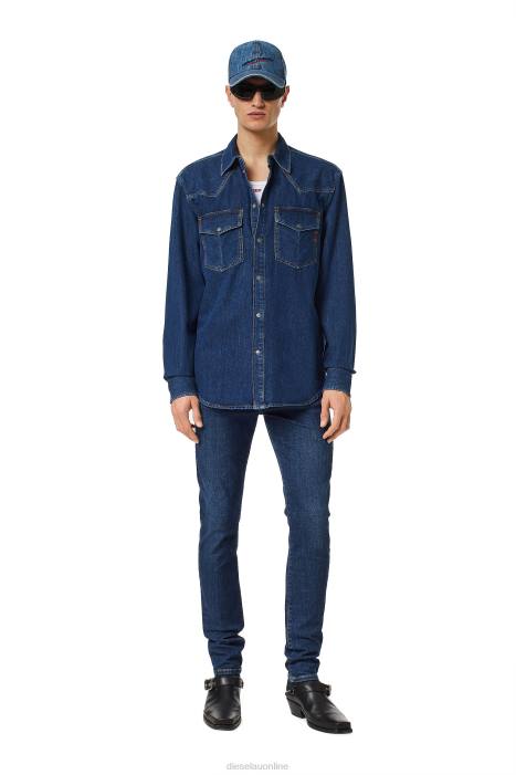 Diesel Men d-ocean western shirt FLL0306 Apparel Dark Blue