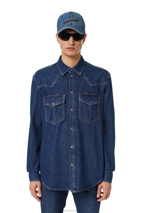 Diesel Men d-ocean western shirt FLL0306 Apparel Dark Blue
