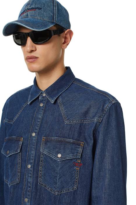 Diesel Men d-ocean western shirt FLL0306 Apparel Dark Blue
