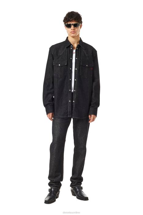 Diesel Men d-ocean western shirt FLL0331 Apparel Black/Dark grey