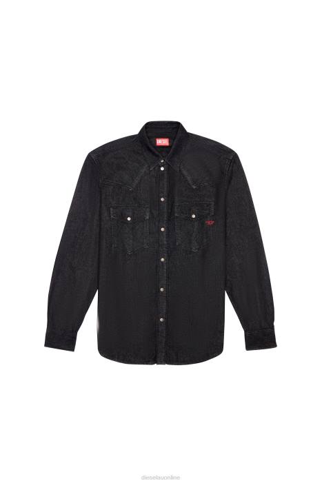 Diesel Men d-ocean western shirt FLL0331 Apparel Black/Dark grey