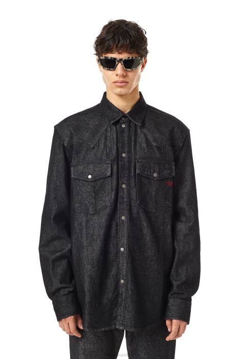 Diesel Men d-ocean western shirt FLL0331 Apparel Black/Dark grey