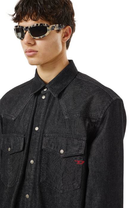 Diesel Men d-ocean western shirt FLL0331 Apparel Black/Dark grey