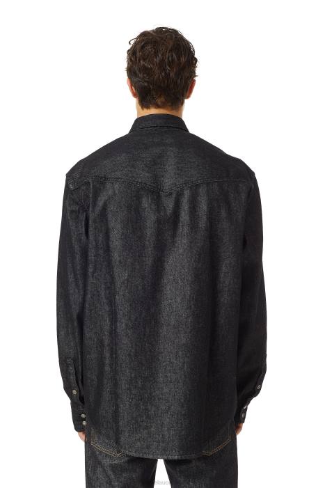 Diesel Men d-ocean western shirt FLL0331 Apparel Black/Dark grey