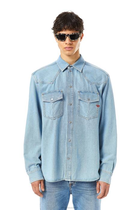 Diesel Men d-ocean western shirt FLL0332 Apparel Medium blue