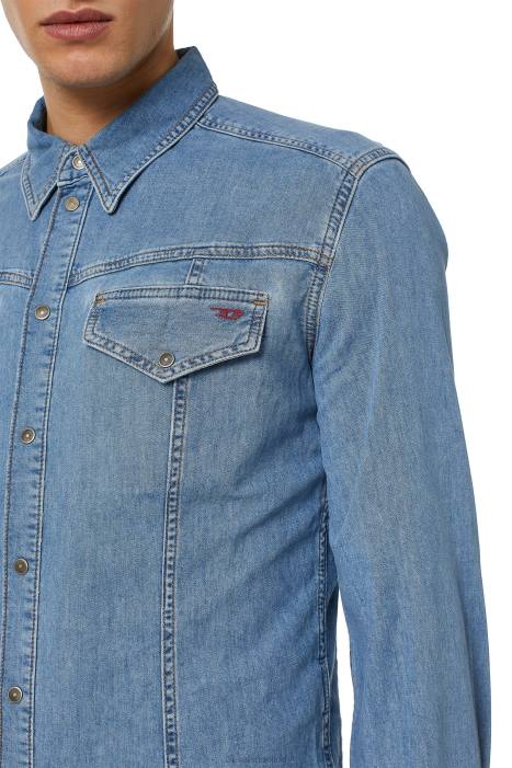Diesel Men d-westy rodeo shirt FLL0286 Apparel Medium blue
