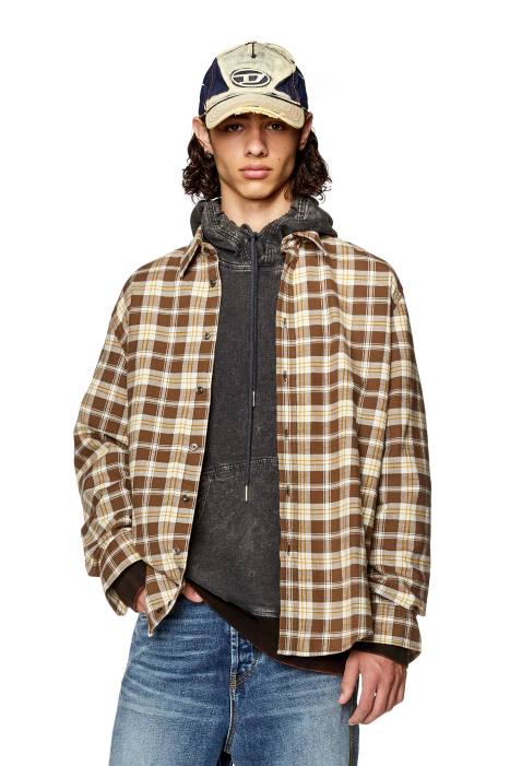 Diesel Men s-umbe-check-nw FLL0294 Apparel Brown/Beige