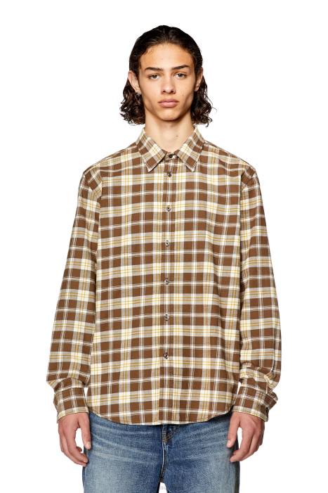 Diesel Men s-umbe-check-nw FLL0294 Apparel Brown/Beige
