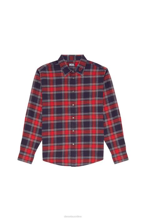 Diesel Men s-umbe-check-nw FLL0304 Apparel Red/Blue