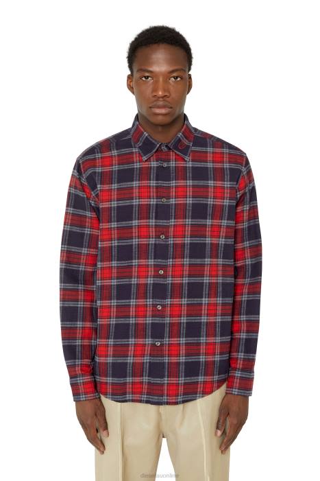Diesel Men s-umbe-check-nw FLL0304 Apparel Red/Blue