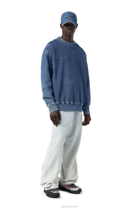 Diesel Men d-krib track denim sweatshirt FLL0152 Apparel Medium blue