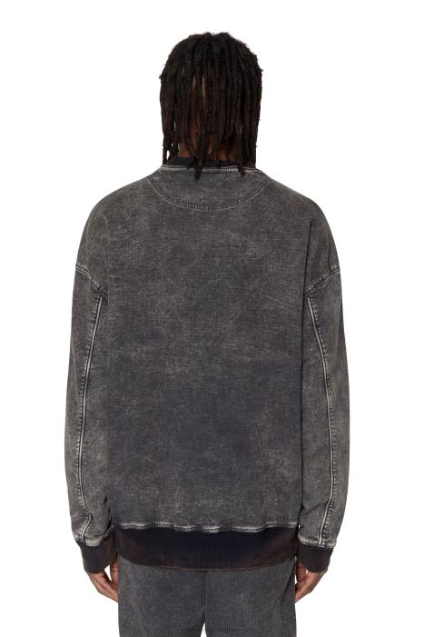 Diesel Men d-krib track denim sweatshirt FLL0159 Apparel Black/Dark grey