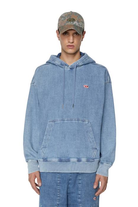 Diesel Men d-um-rib track denim hoodie FLL0150 Apparel Light Blue