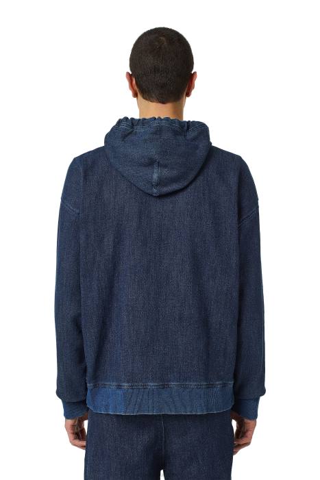Diesel Men d-um-rib track denim hoodie FLL0168 Apparel Dark Blue