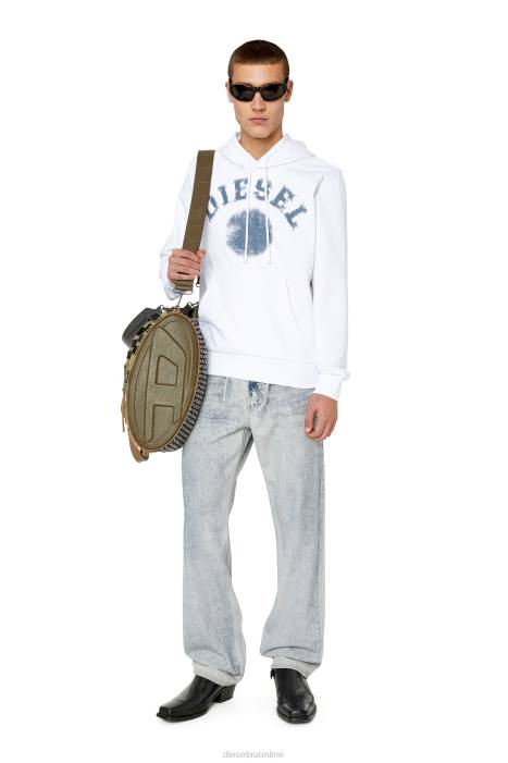 Diesel Men s-ginn-hood-k30 FLL0153 Apparel White