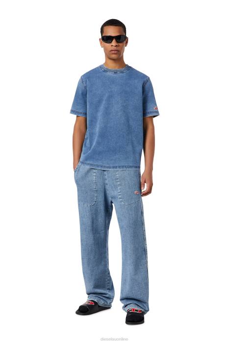 Diesel Men d-biggor track denim t-shirt FLL0228 Apparel Light Blue