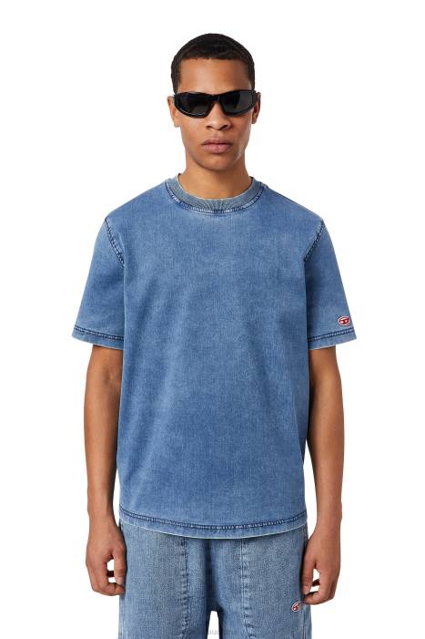 Diesel Men d-biggor track denim t-shirt FLL0228 Apparel Light Blue