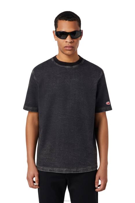 Diesel Men d-biggor track denim t-shirt FLL0237 Apparel Black/Dark grey