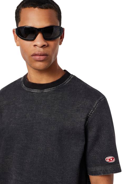 Diesel Men d-biggor track denim t-shirt FLL0237 Apparel Black/Dark grey