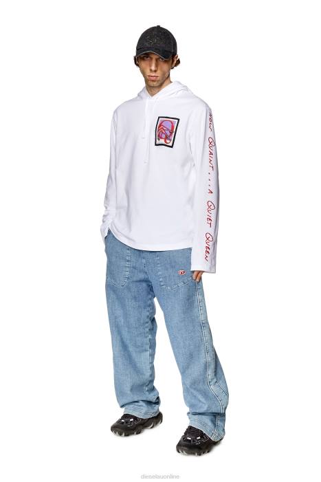Diesel Men pr-t-crane-ls-hood FLL0271 Apparel White