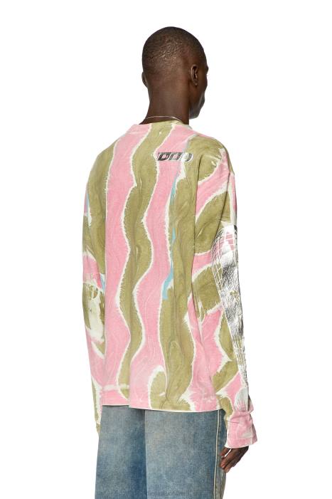 Diesel Men t-crane-ls-l4 FLL0274 Apparel Pink/Green