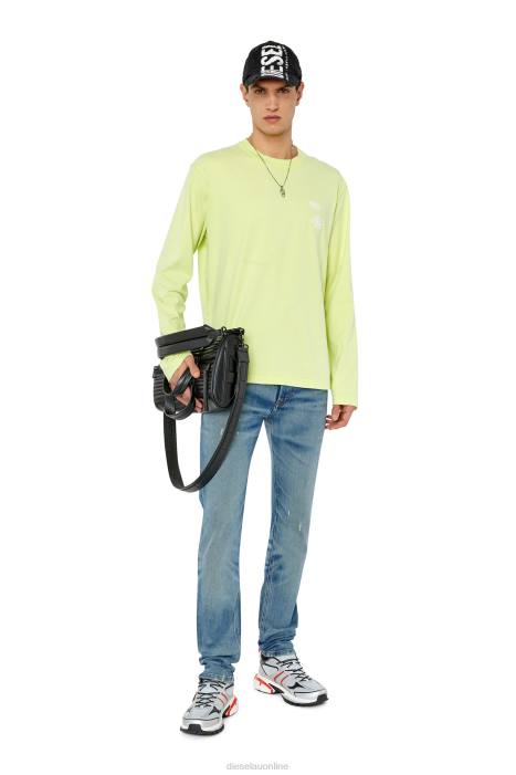 Diesel Men t-crane-ls-slits FLL0176 Apparel Yellow Fluo